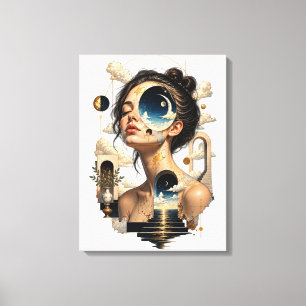 Gescheurd canvas dat een surrealistisch werk illus afdruk