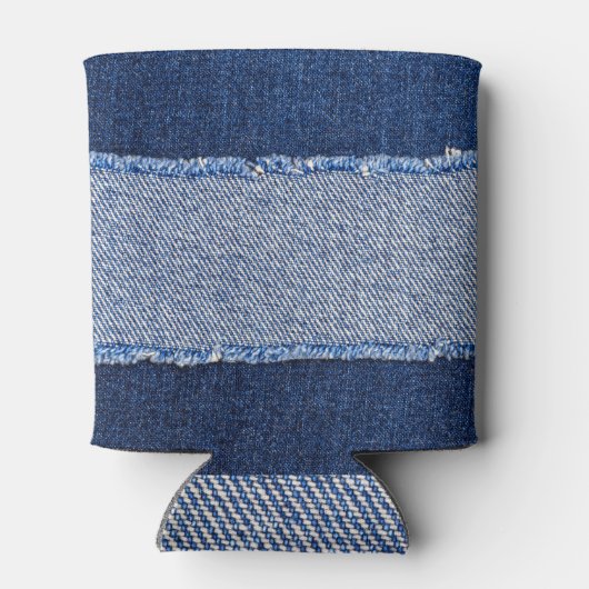 Gescheurd denim: blauwe jeans stof. blikjeskoeler (Achterkant)