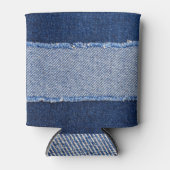 Gescheurd denim: blauwe jeans stof. blikjeskoeler (Voorkant)