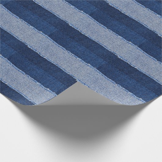 Gescheurd denim: blauwe jeans stof. cadeaupapier (Hoek)