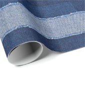 Gescheurd denim: blauwe jeans stof. cadeaupapier (Rol Hoek)