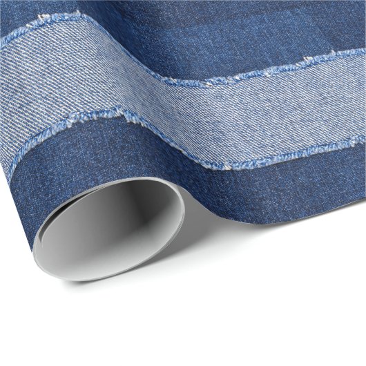 Gescheurd denim: blauwe jeans stof. cadeaupapier (Rol Hoek)