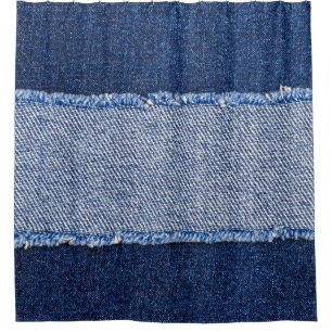 Gescheurd denim: blauwe jeans stof. douchegordijn