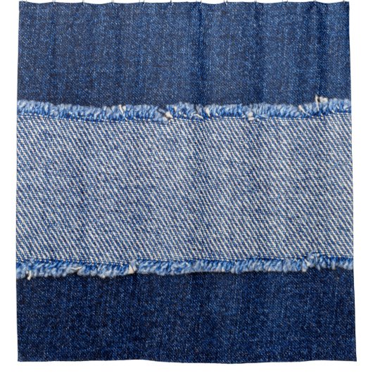 Gescheurd denim: blauwe jeans stof. douchegordijn (Voorkant)