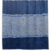 Gescheurd denim: blauwe jeans stof. douchegordijn (Voorkant)