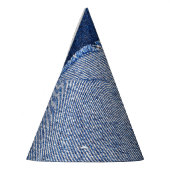 Gescheurd denim: blauwe jeans stof. feesthoedjes (Links)