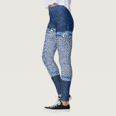 Gescheurd denim: blauwe jeans stof. leggings (Links)