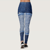Gescheurd denim: blauwe jeans stof. leggings (Achterkant)
