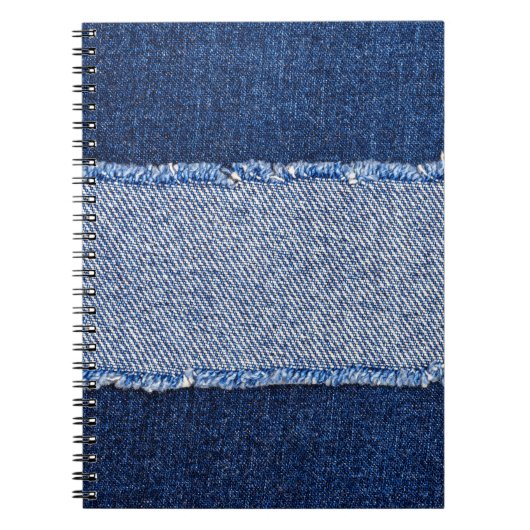 Gescheurd denim: blauwe jeans stof. notitieboek (Voorkant)
