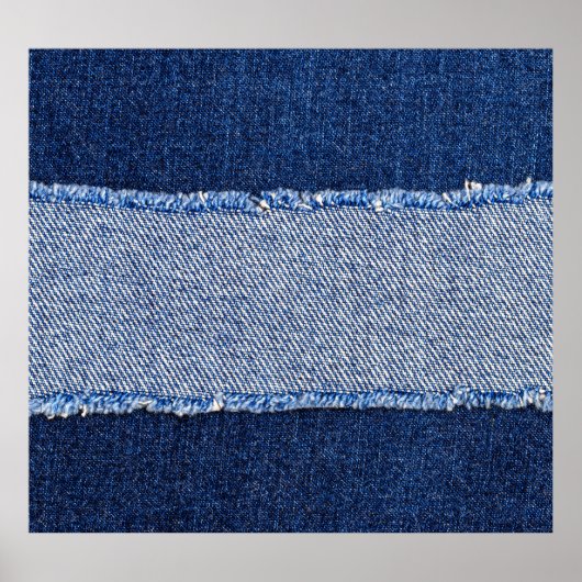 Gescheurd denim: blauwe jeans stof. poster (Voorkant)