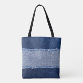 Gescheurd denim: blauwe jeans stof. tote bag (Achterkant)