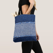 Gescheurd denim: blauwe jeans stof. tote bag (Dichtbij)