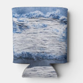 Gescheurd denim: blauwe textuur blikjeskoeler (Achterkant)