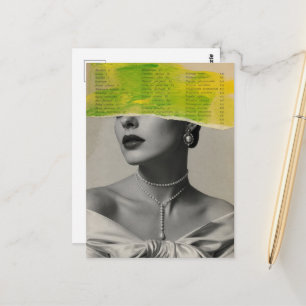 Gescheurd Gezicht Elegante Kleding Mixed Media Col Briefkaart