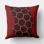 Gescheurd modern rood, zwart honingraatpatroon kussen (Achterkant)