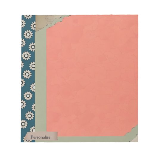  gescheurd papier bloemengroen Sinaasappel plakboe Notitieblok (Voorkant)