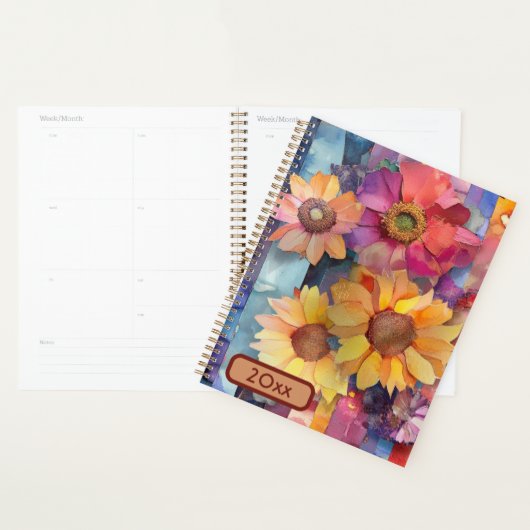 Gescheurd papier collage bloemen 20XX spiraal plan Planner (Display)