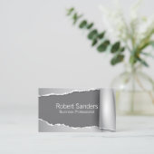 Gescheurd papier grijze achtergrond visitekaartje (Staand voorkant)