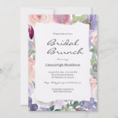 Gescheurd papier lila bloem waterverf bruidsbrunch kaart (Voorkant)