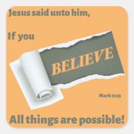 GESCHEURD PAPIER ONTHULT "GELOOF" VIERKANTE STICKE VIERKANTE STICKER