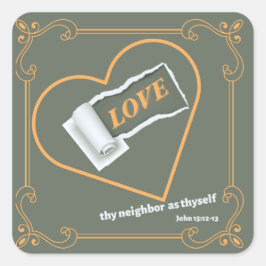 Gescheurd papier over "LIEFDE" Vierkante Sticker