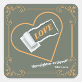 Gescheurd papier over "LIEFDE" Vierkante Sticker (Voorkant)