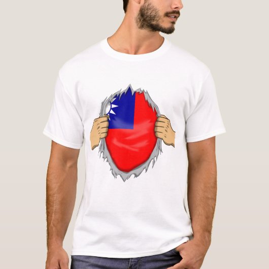 Gescheurd shirt met Taiwanese vlag erin (Voorkant)