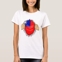 Gescheurd shirt met Taiwanese vlag erin