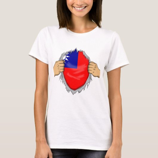 Gescheurd shirt met Taiwanese vlag erin (Voorkant)