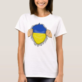 Gescheurd shirt Oekraïense vlag binnen