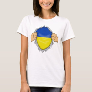 Gescheurd shirt Oekraïense vlag binnen