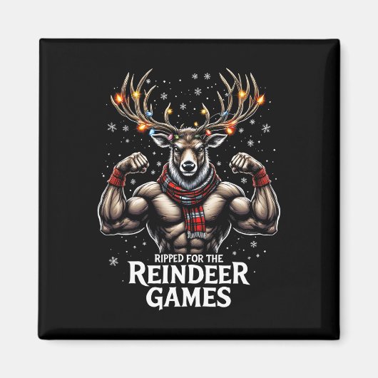 Gescheurd voor de games Funny Christmas Gym Workou Magneet (Voorkant)