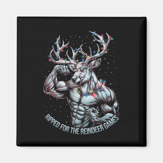 Gescheurd voor de games Funny Christmas Gym Workou Magneet (Voorkant)