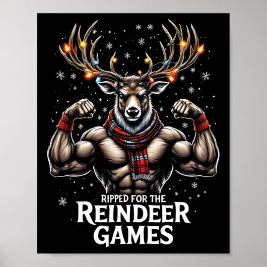 Gescheurd voor de games Funny Christmas Gym Workou Poster (Voorkant)