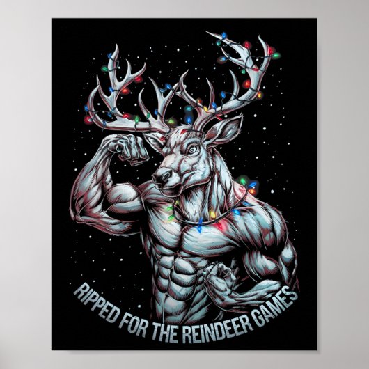 Gescheurd voor de games Funny Christmas Gym Workou Poster (Voorkant)