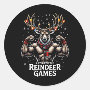 Gescheurd voor de games Funny Christmas Gym Workou Ronde Sticker