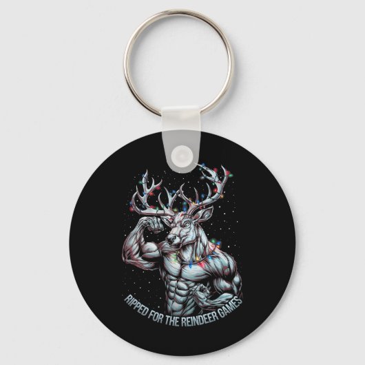 Gescheurd voor de games Funny Christmas Gym Workou Sleutelhanger (Voorkant)
