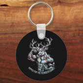 Gescheurd voor de games Funny Christmas Gym Workou Sleutelhanger (Voorkant)