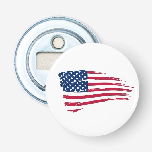 Gescheurde Amerikaanse vlag Button Flesopener (Voorkant)