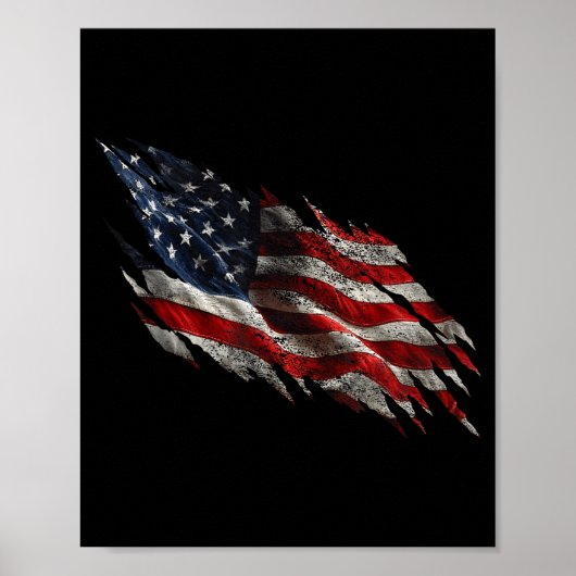 Gescheurde Amerikaanse vlag in nood Poster (Voorkant)