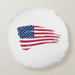 Gescheurde Amerikaanse vlag Rond Kussen