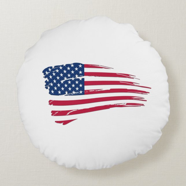 Gescheurde Amerikaanse vlag Rond Kussen (Achterkant)