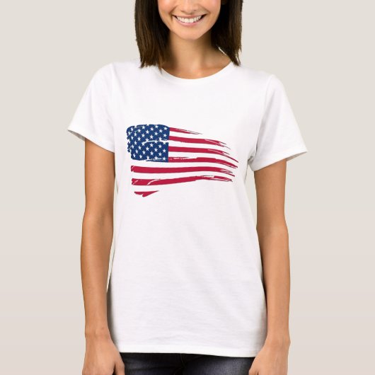 Gescheurde Amerikaanse vlag T-shirt (Voorkant)