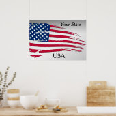 Gescheurde Amerikaanse vlag uw staat USA Poster (Keuken)