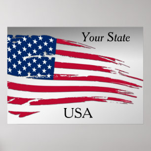 Gescheurde Amerikaanse vlag uw staat USA Poster