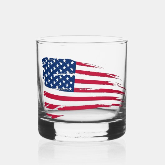 Gescheurde Amerikaanse vlag Whisky Glas (Voorkant)