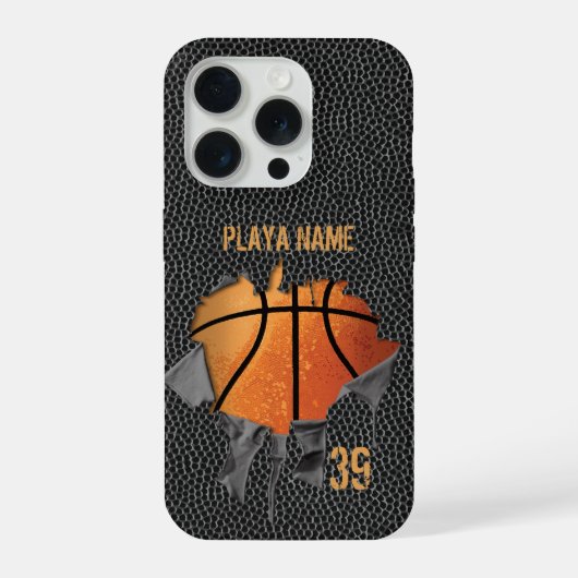 Gescheurde Basketbal (gestructureerd) iPhone Hoesje (Achterkant)