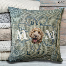 Gescheurde Blauwe Denim Jeans Gat en Hond Kussen