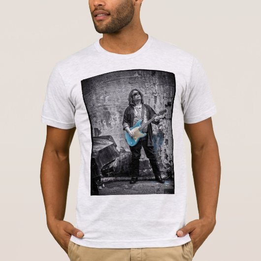 Gescheurde blauwe gitaar t-shirt (Voorkant)