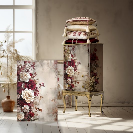 Gescheurde bloemen, Franse chic, rozen & pioen Tissuepapier